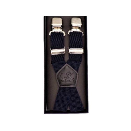 Knightsbridge Extra Long and Strong Wide Clip Braces Navy
